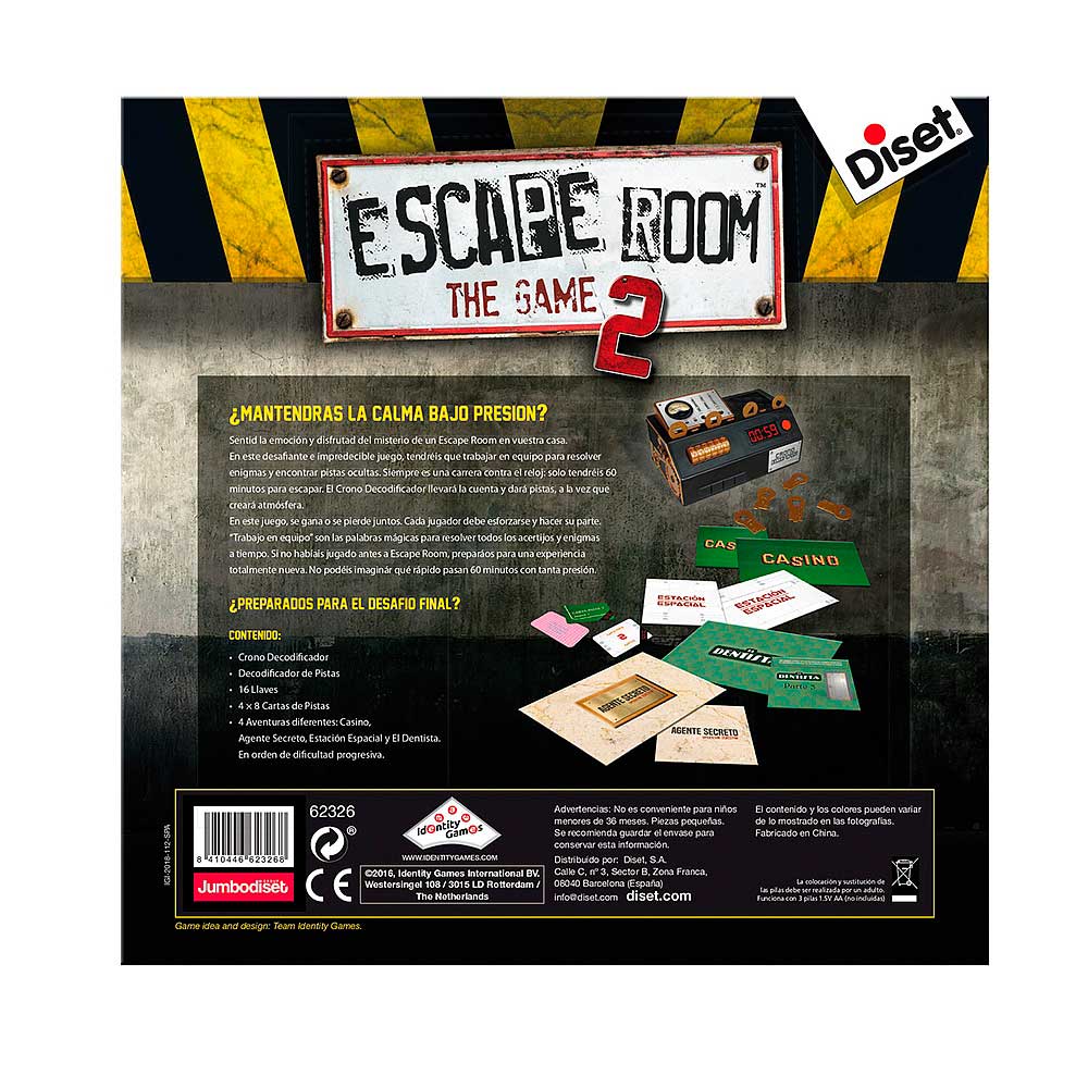 Diset Jogo De Tabuleiro De Jogadores Escape Room 2 Prateado