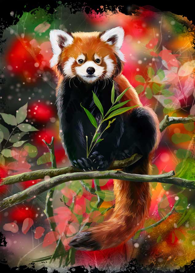 Puzzle Alipson Panda Vermelho Sentado no Galho de 1000 Peças