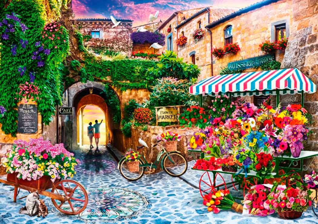 Puzzle Bluebird O Mercado das Flores de 1000 peças