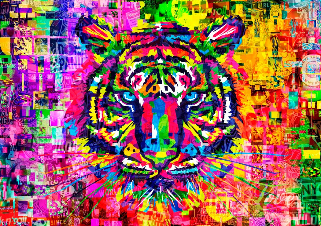 Puzzle Bluebird Tigre Colorido 1000 peças