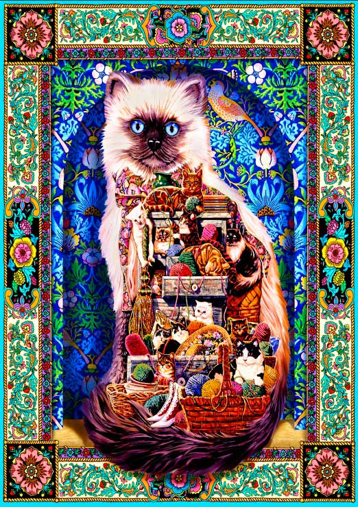 Puzzle Bluebird Gatos em Abundância de 1.500 peças