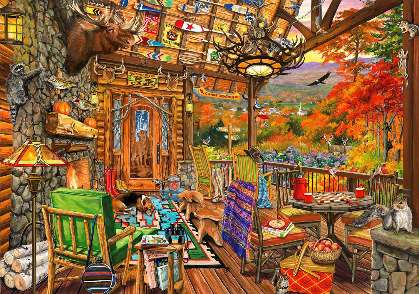 Puzzle Bluebird Adirondack Porch 1000 peças