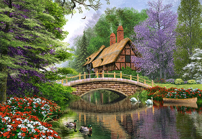 Puzzle Castorland Cabin perto do Rio de 1000 Peças