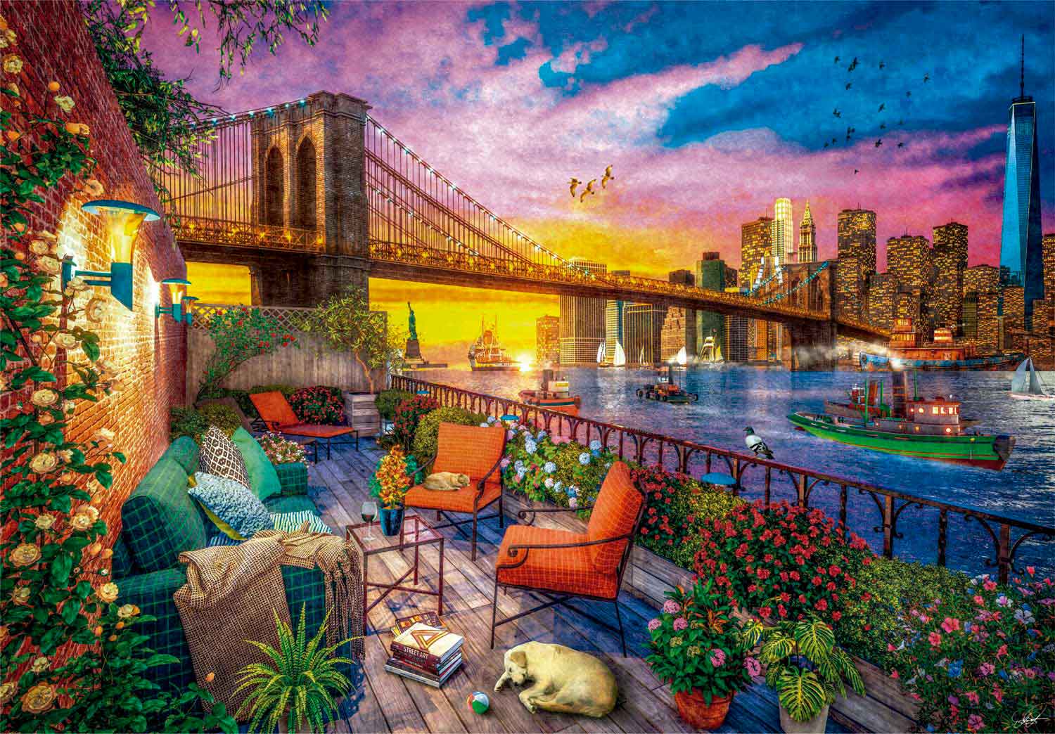 Puzzle Clementoni Pôr do Sol no Manhattan Balcony de 3000 Pçs