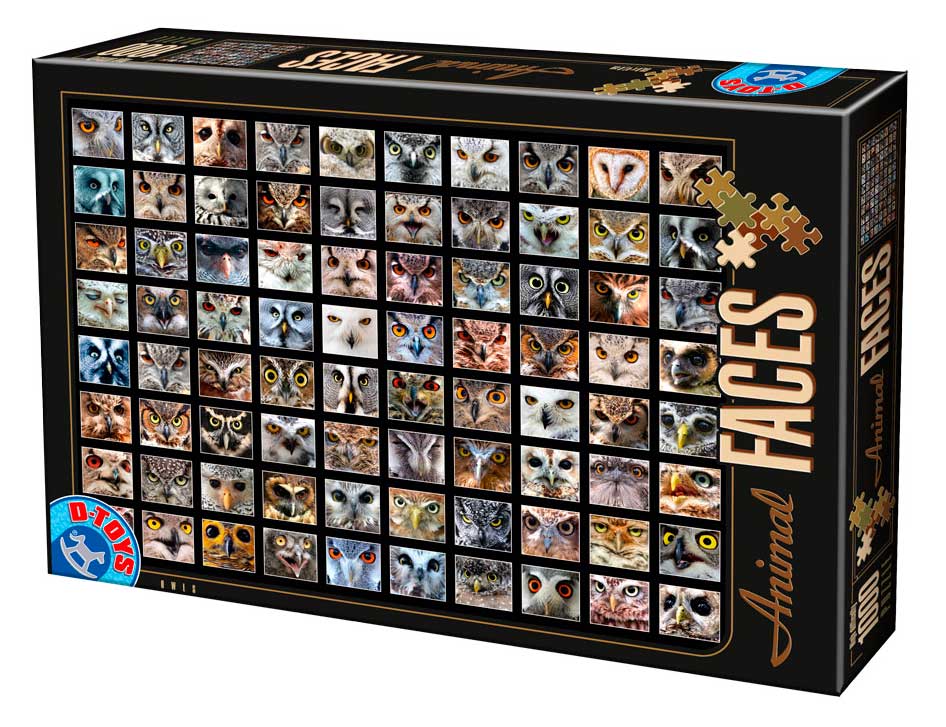 Puzzle D-Toys rostos de animais, corujas 1.000 peças