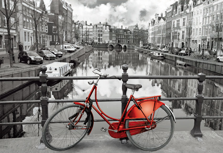Puzzle Educa Amsterdam, A Bicicleta Vermelha 1000 Peças