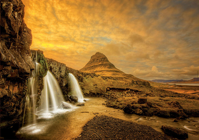Cachoeira Puzzle Educa Kirkjufellsfoss, Islândia 1000 peças