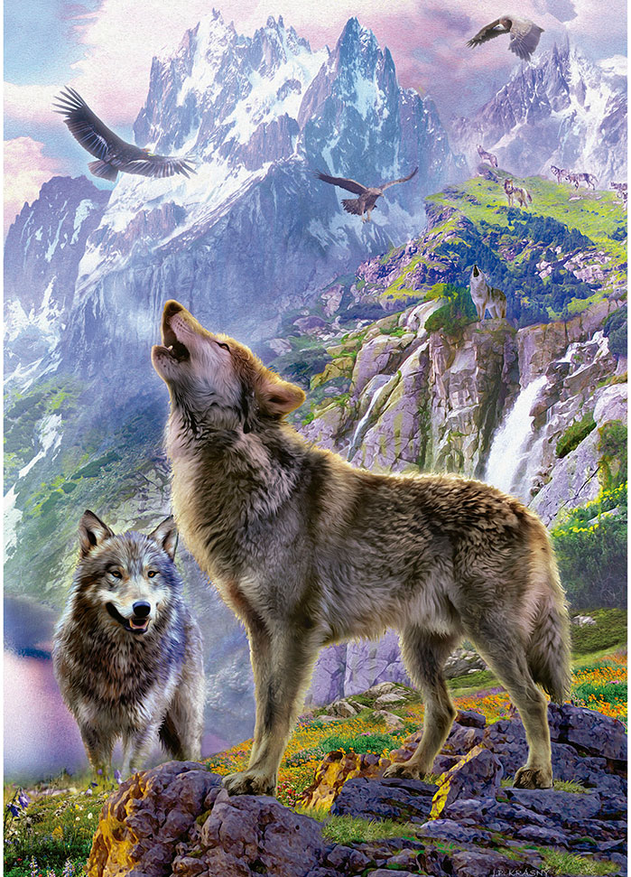 Puzzle Educa Lobos Nas Pedras 500 Peças
