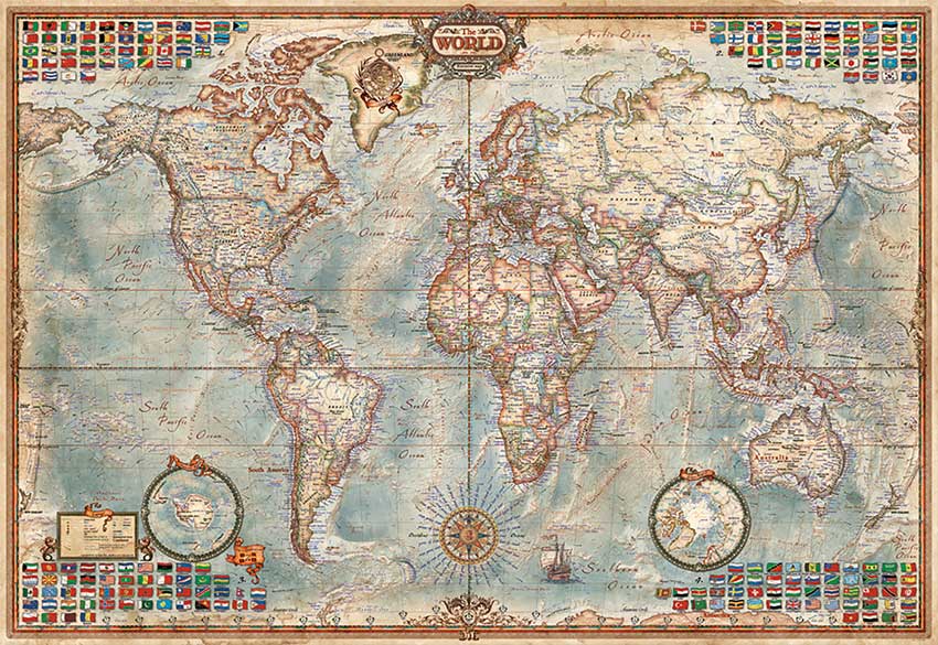 Puzzle Mapa Político Educa (Peças Miniaturas) 1000 Peças