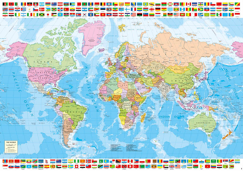 Puzzle de mapa do mundo político Educa 1500 peças