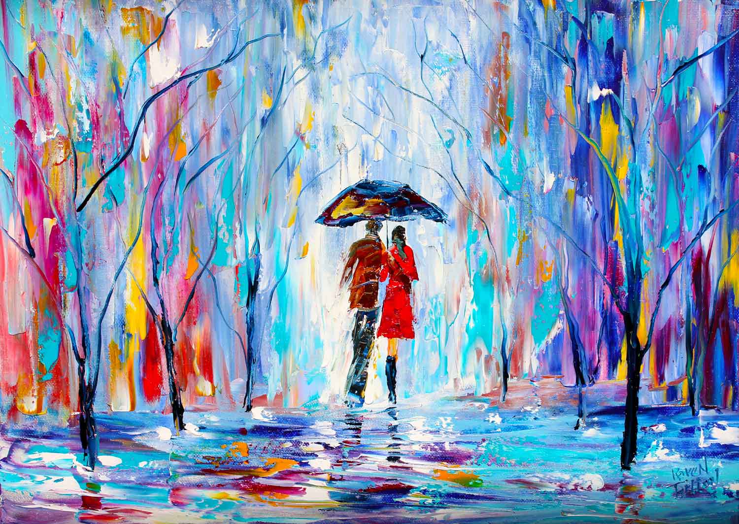 Puzzle Enjoy o amor na chuva 1000 peças