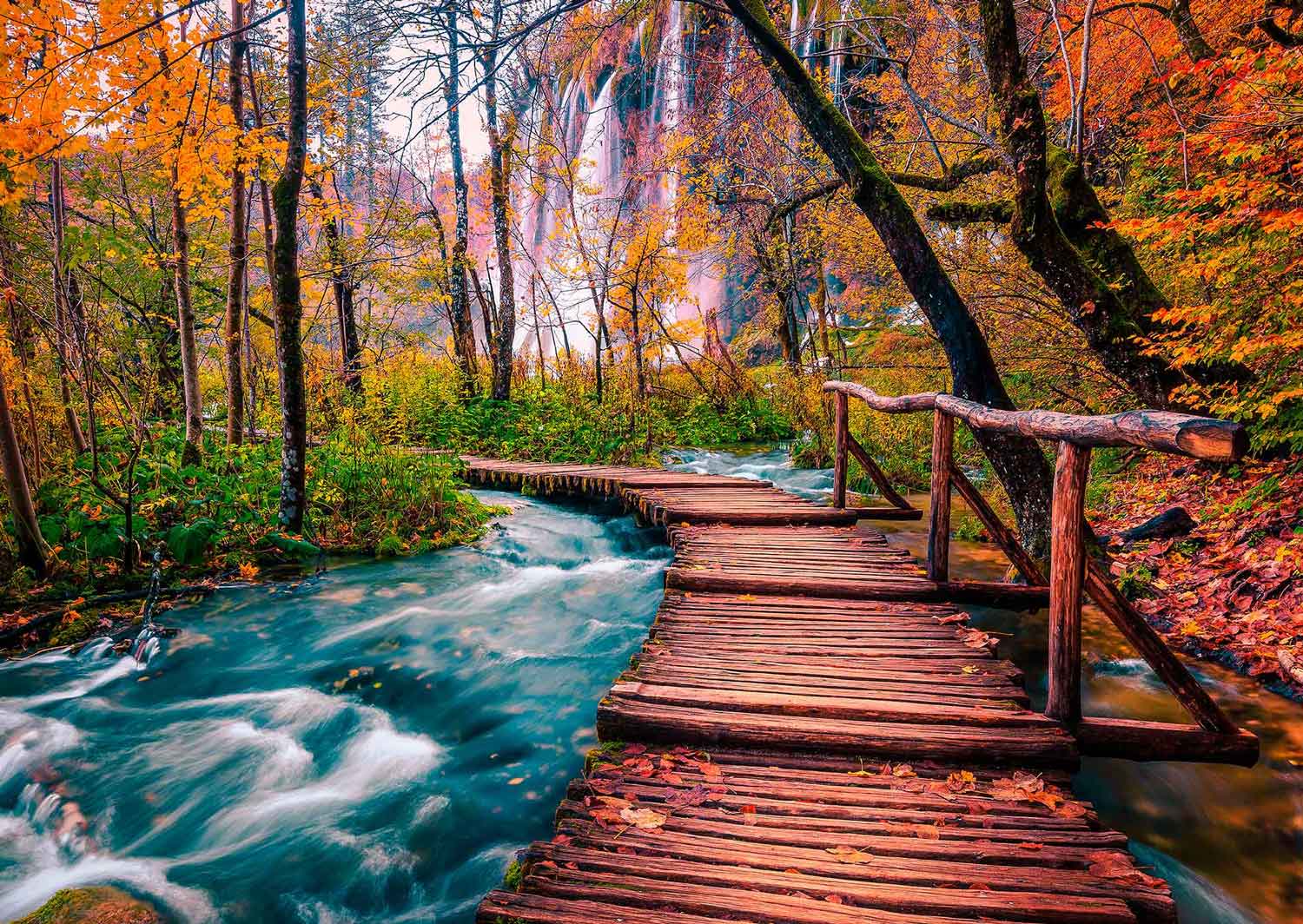 Puzzle Enjoy Forest Stream em Plitvice, Croácia de 100