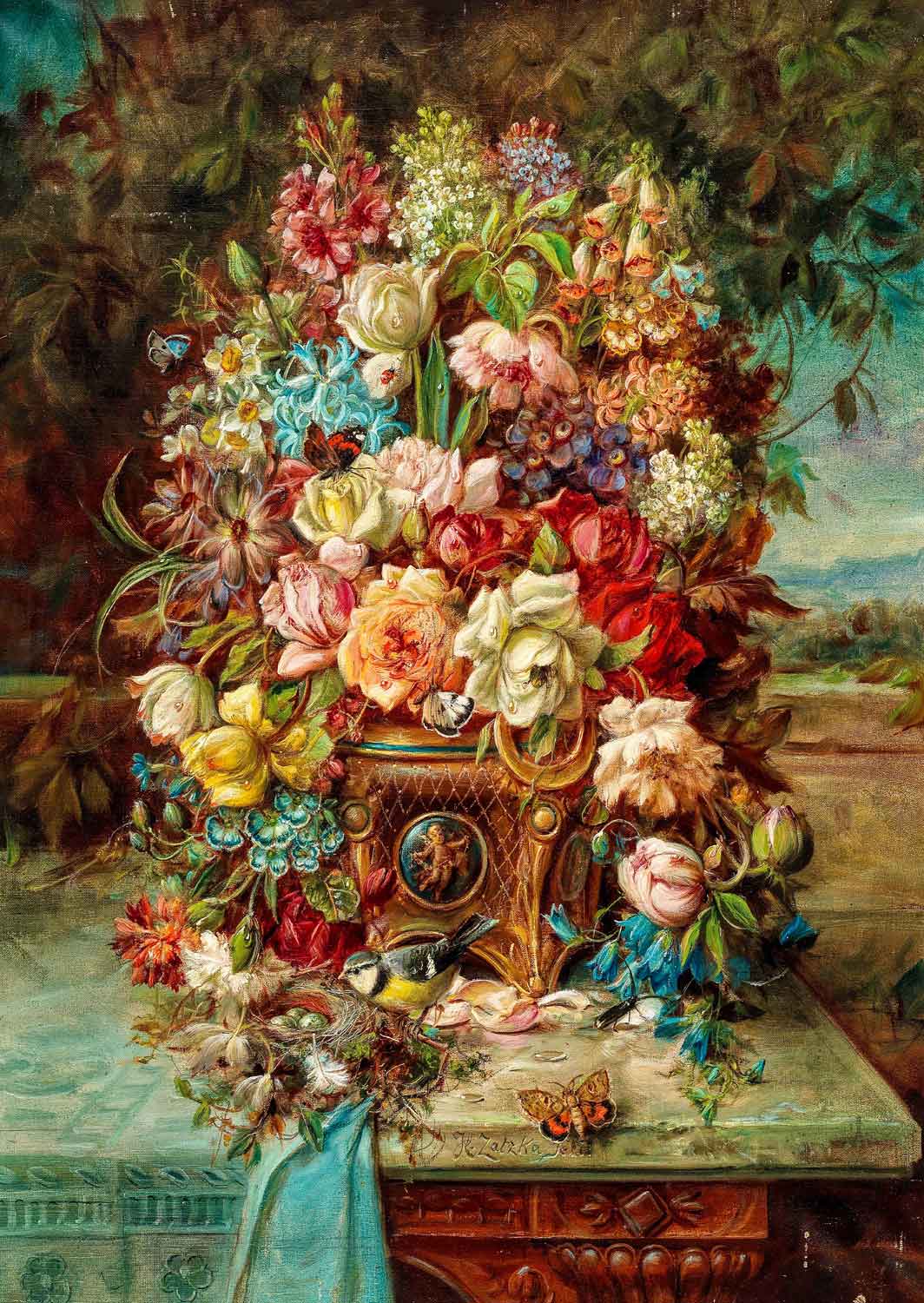 Puzzle Aprecie a Natureza Morta das Flores com Tit 1000 P