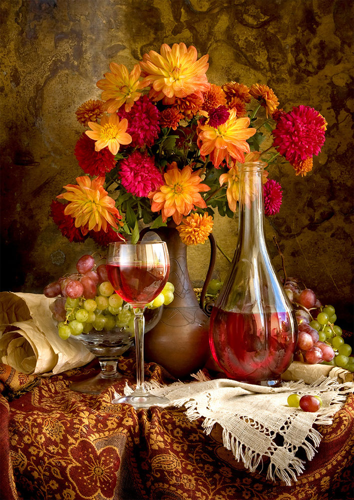 Puzzle Enjoy de Dálias e Vinho de 1000 Pzs