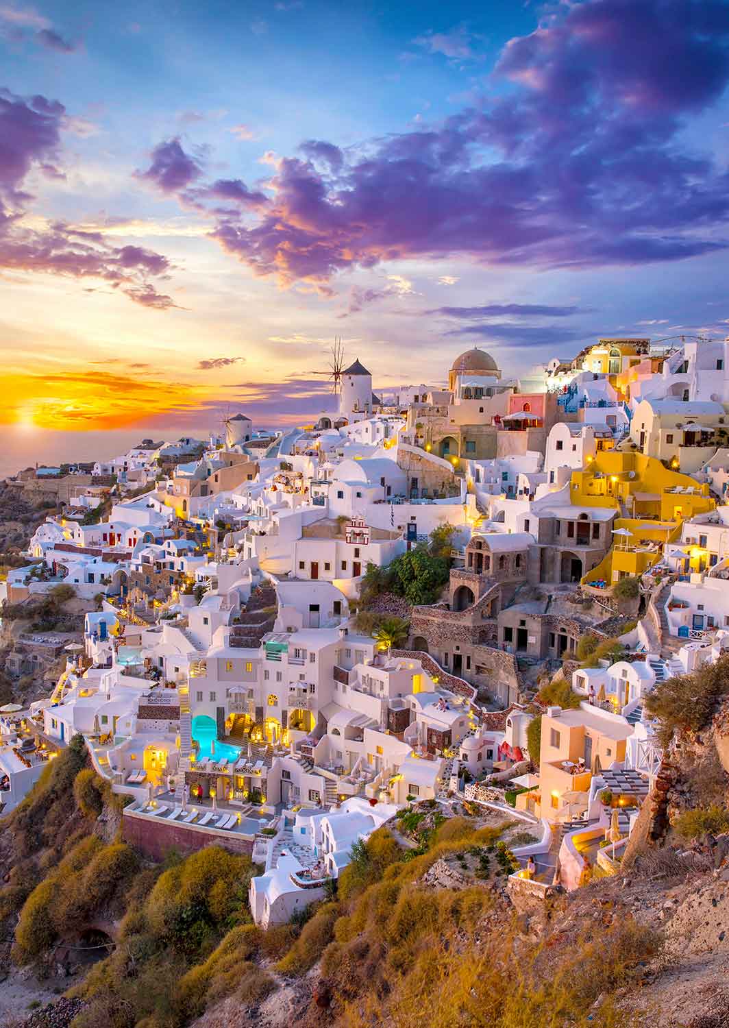 Puzzle Enjoy o pôr do sol sobre Santorini 1000 peças