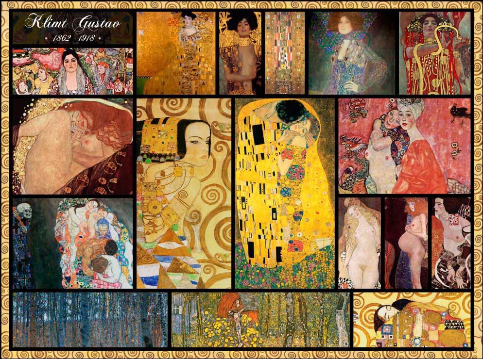 Puzzle Grafika Colagem de Gustav Klimt de 2000 Peças