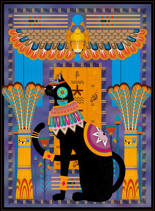 Puzzle Grafika Gato Egípcio em Azul de 2000 Peças