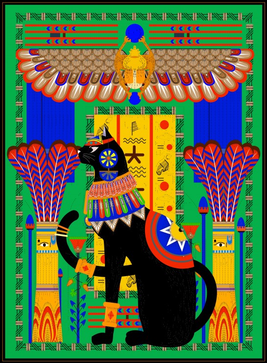 Puzzle Grafika Gato Egípcio em Verde de 2000 Peças