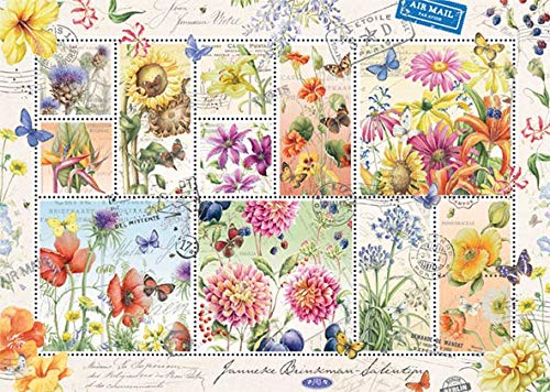 Puzzle Jumbo coleção de selos de flores de verão de 1000