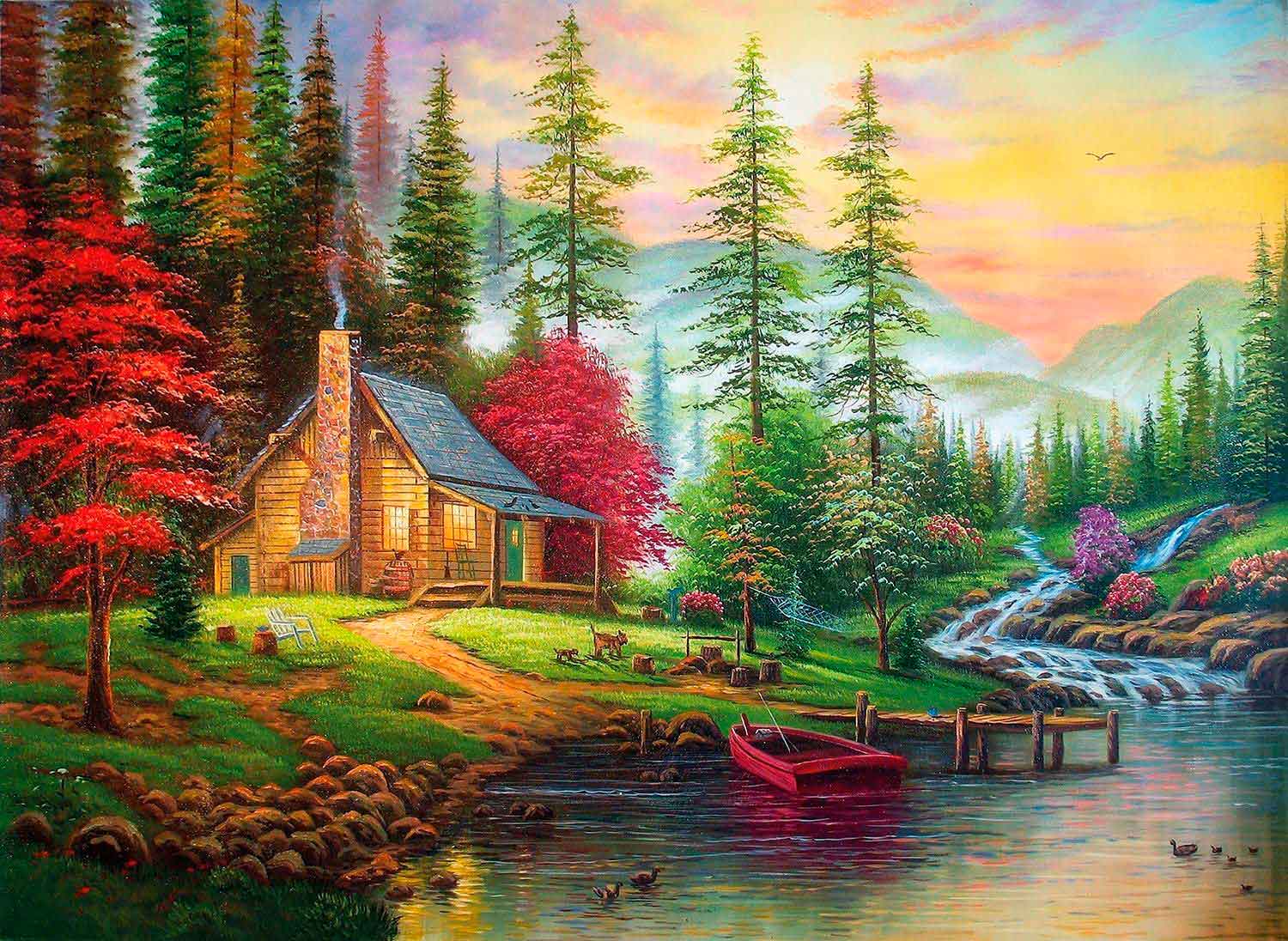 Puzzle Nova Cabine na Floresta 1000 Peças