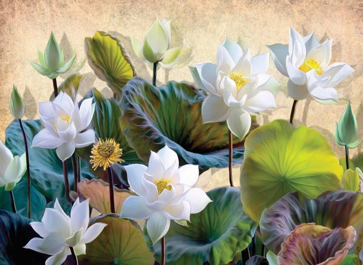 Puzzle Nova Flores de Lótus Branco 1000 Peças
