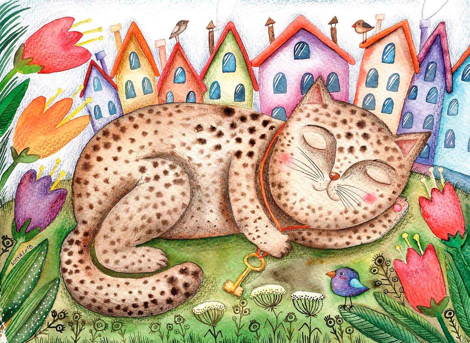 Puzzle Nova de gato da vizinhança de 1.000 peças