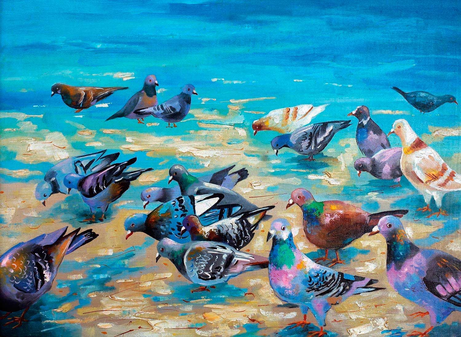 Pombas de Praia Puzzle Nova 1000 Peças