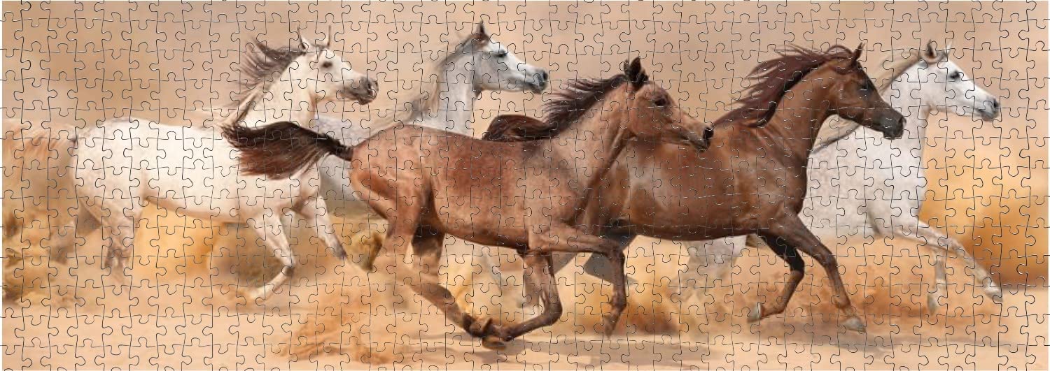 Cavalos de Puzzle Nova Panorama correndo na tempestade de