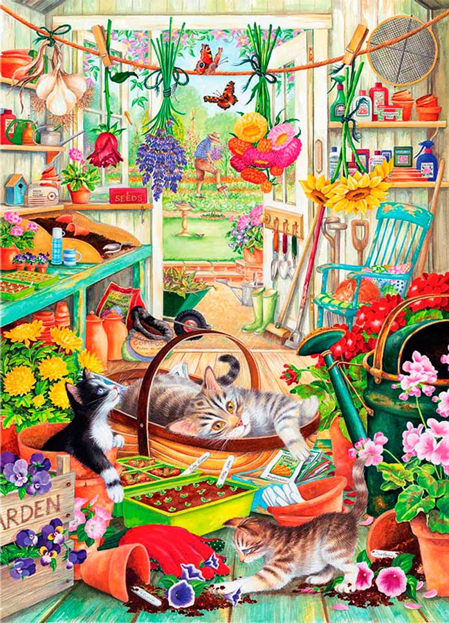 Puzzle Casa Lontra Gatinhos Jardineiros 1000 Peças