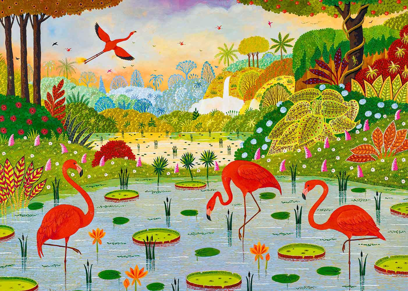 Puzzle Pieces and Peace Flamingos Caribenhos de 1000 Pçs
