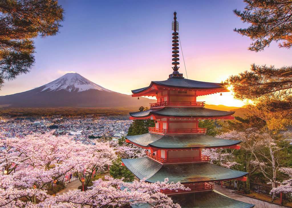 Puzzle Ravensburger Flores de Cerejeira do Monte Fuji de 1000 P