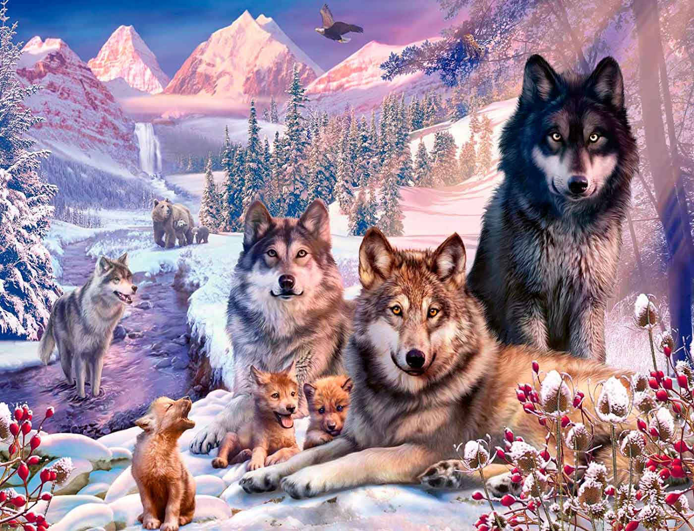 Puzzle Ravensburger Wolves in the Snow 2000 peças