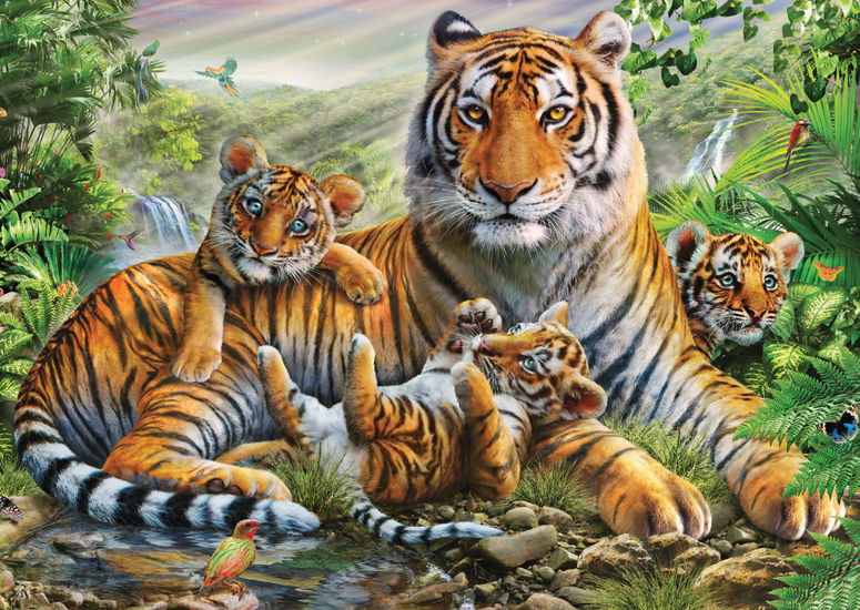 Puzzle Schmidt O Tigre e seus Filhotes de 1000 Pzs