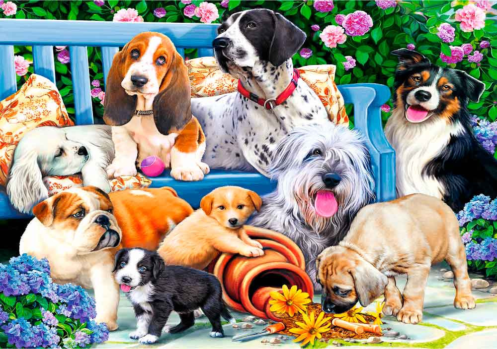 Puzzle Trefl Cães no Jardim de 1000 peças