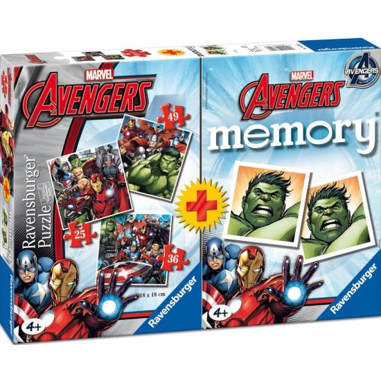 Puzzle Ravensburger Os Vingadores 25+36+49 + Memória