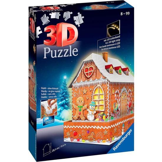 Casa de gengibre 3D Puzzle Ravensburger com LED 216 peças