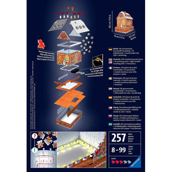 Casa de gengibre 3D Puzzle Ravensburger com LED 216 peças