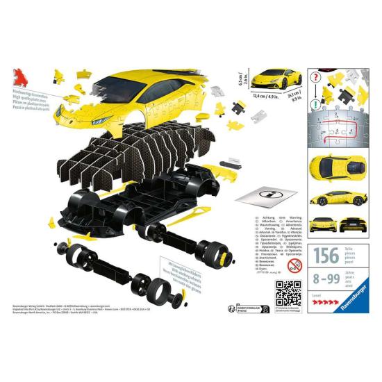 Puzzle 3D Ravensburger Lamborghini Huracan Evo Amarelo 108p