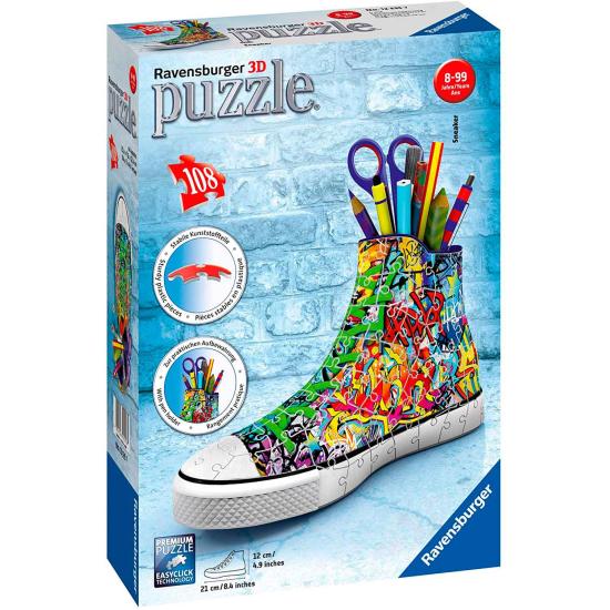 Tênis Puzzle 3D Ravensburger Estilo Grafite 108 Pçs