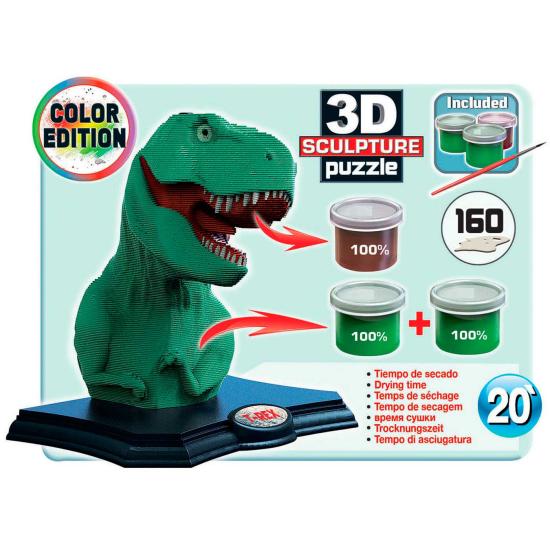 Escultura 3D Colorida Puzzle T-Rex 160 Peças