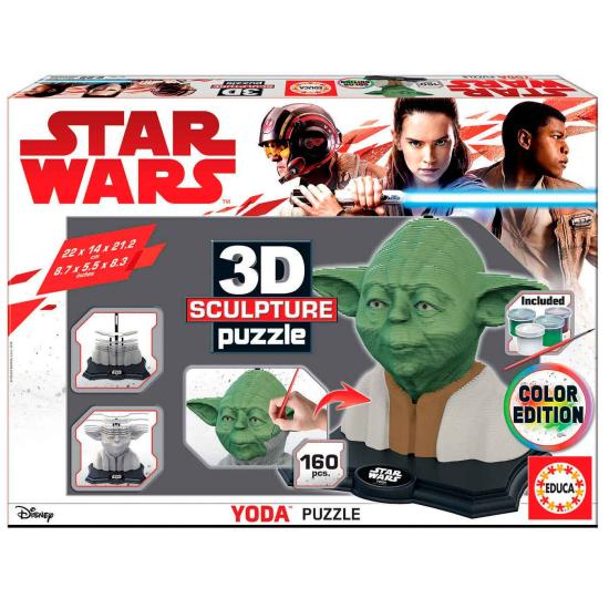 Puzzle Escultura 3D Cor Yoda Guerra nas Estrelas 160 Peça