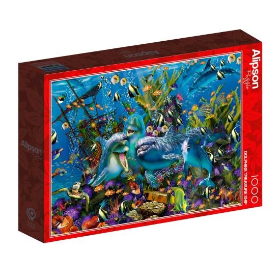 Puzzle Alipson Navio do Tesouro dos Golfinhos de 1000 Peças Puzzle Alipson Navio do Tesouro dos Golfinhos de 1000 Peças