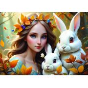 Puzzle Alipson Senhora e Coelhinhos de 500 Peças