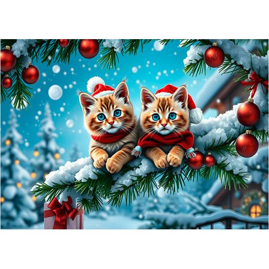 Puzzle Alipson Gatinhos E Cachorrinhos De Natal 2x500 peças