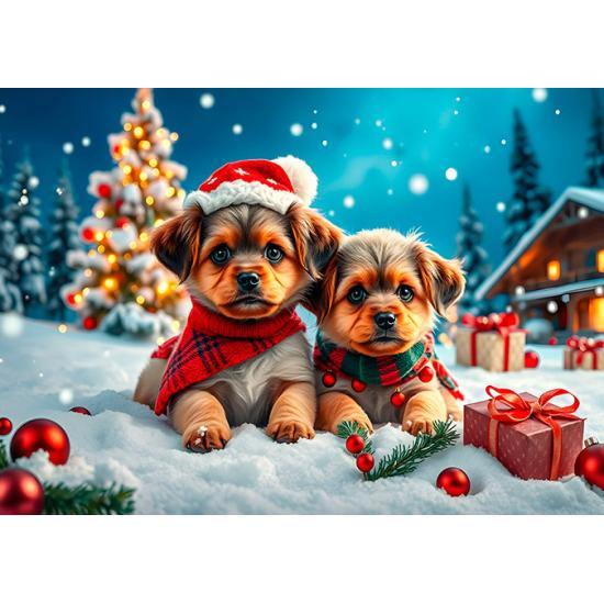 Puzzle Alipson Gatinhos E Cachorrinhos De Natal 2x500 peças