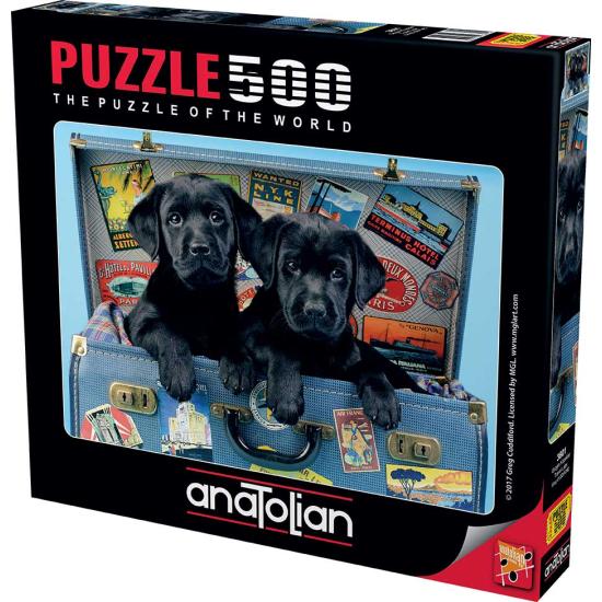 Puzzle Anatolian Cachorros Pretos Viajantes 500 Peças