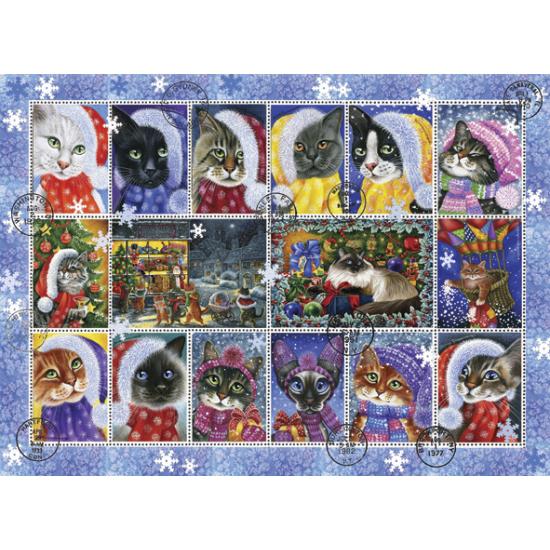 Puzzle Anatolian Carimbos de Gato da Coleção de Natal 1000 pçs Puzzle Anatolian Carimbos de Gato da Coleção de Natal 1000 pçs