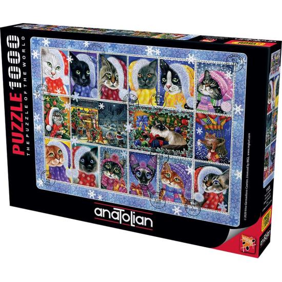Puzzle Anatolian Carimbos de Gato da Coleção de Natal 1000 pçs Puzzle Anatolian Carimbos de Gato da Coleção de Natal 1000 pçs