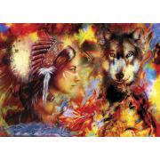 Puzzle Anatolian Mulher Indiana e Lobo 1500 Peças