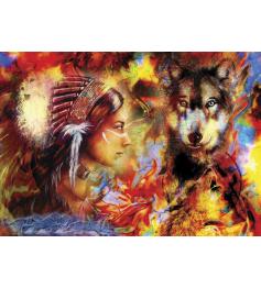 Puzzle Anatolian Mulher Indiana e Lobo 1500 Peças